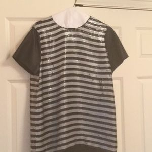 Black and white striped sequin top